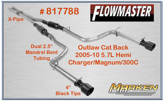 Flowmaster 817788 Outlaw Aggressive Cat Back For 2005 2010